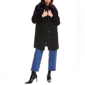 Kenneth Cole New York women's black wool-blend pea coat